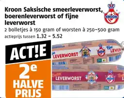 Poiesz Kroon saksische smeerleverworst, boerenleverworst of fijne leverworst aanbieding