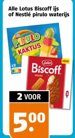 Poiesz Alle Lotus Biscoff ijs of Nestlé pirulo waterijs aanbieding