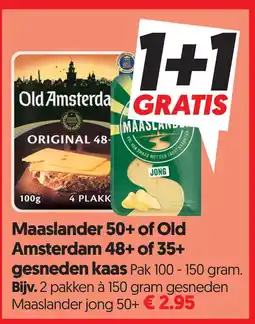Dekamarkt Maaslander 50+ of Old Amsterdam 48+ of 35+ gesneden kaas aanbieding