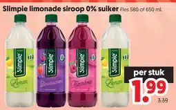 Dekamarkt Slimpie limonade siroop 0% suiker aanbieding