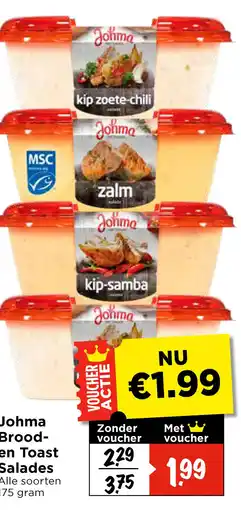 Vomar Voordeelmarkt Johma Brood- en Toast Salades aanbieding