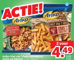 Dekamarkt Aviko friet van 't huis, schotels of zoete aardappel aanbieding