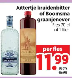 Dekamarkt Juttertje kruidenbitter of Boomsma graanjenever aanbieding
