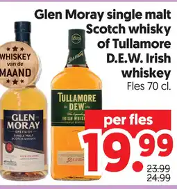 Dekamarkt Glen Moray single malt Scotch whisky of Tullamore D.E.W. Irish whiskey aanbieding