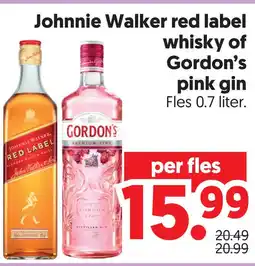Dekamarkt Johnnie Walker red label whisky of Gordon's pink gin aanbieding
