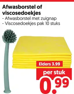 Dekamarkt Afwasborstel of viscosedoekjes aanbieding