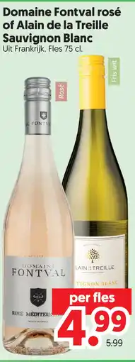 Dekamarkt Domaine Fontval rosé of Alain de la Treille Sauvignon Blanc aanbieding