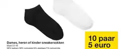Zeeman Dames, heren of kinder sneakersokken aanbieding