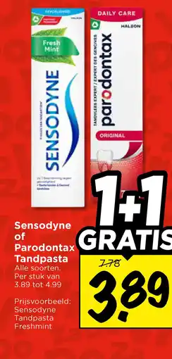 Vomar Voordeelmarkt Sensodyne of Parodontax Tandpasta aanbieding