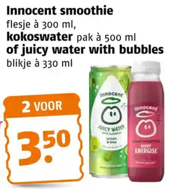 Poiesz Innocent smoothie kokoswater of juicy water with bubbles aanbieding