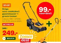 Welkoop Stigaaccu combideal gazonmaaier + grastrimmer aanbieding