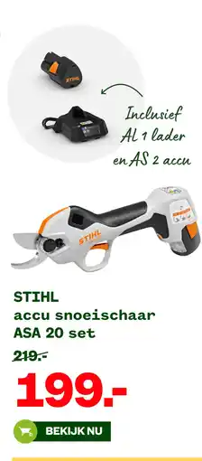 Welkoop STIHL accu snoeischaar ASA 20 set aanbieding