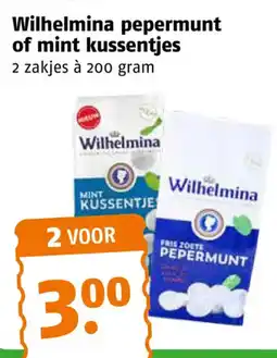 Poiesz Wilhelmina pepermunt of mint kussentjes aanbieding