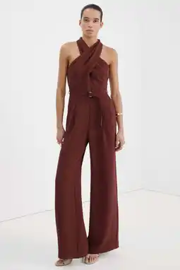 Wehkamp Mango Aansluitend jumpsuit roodbruin aanbieding