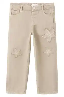 Wehkamp Mango Kids gebloemde straight leg jeans beige aanbieding