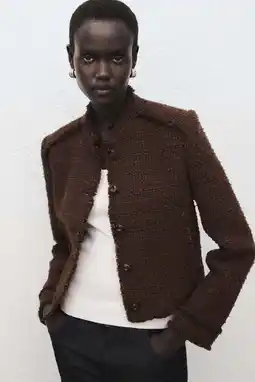 Wehkamp Mango tweed jasje bruin aanbieding