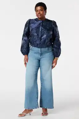 Wehkamp MS Mode jacquard bomberjack Plus Size - donkerblauw aanbieding