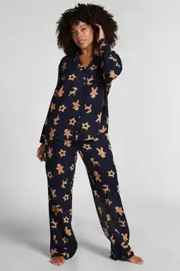 Wehkamp Hunkemöller pyjama Gingerbread donkerblauw aanbieding