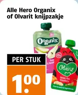 Poiesz Alle Hero Organix of Olvarit knijpzakje aanbieding