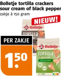 Poiesz Bolletje tortilla crackers sour cream of black pepper aanbieding