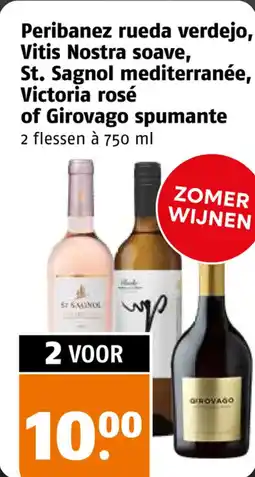 Poiesz Peribanez rueda verdejo, Vitis Nostra soave, St. Sagnol mediterranée, Victoria rosé of Girovago spumante aanbieding