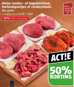 Poiesz Malse runder of kogelbiefstuk, biefstukpuntjes of rundersteaks aanbieding