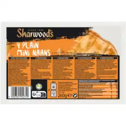 Jumbo Sharwood's Plain Mini Naans 4 Stuks 260 g aanbieding