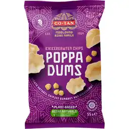Jumbo Go-Tan Poppadums Kikkererwtenchips 55g aanbieding