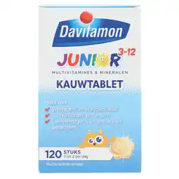 Jumbo Davitamon Voedingssupplement Junior Multifruit Kauwtabletten 120 Stuks aanbieding