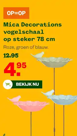 Welkoop Mica Decorationsvogelschaal op steker 78 cm aanbieding