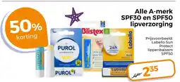 Trekpleister Alle A-merk SPF30 en SPF50 lipverzorging aanbieding