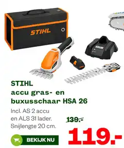 Welkoop Stihl accu gras en buxusschaar HSA 26 aanbieding