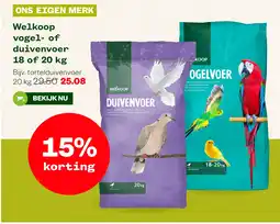 Welkoop Welkoop vogel- of duivenvoer 18 of 20 kg aanbieding