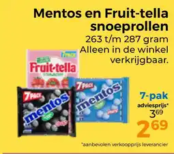 Trekpleister Mentos en Fruit-tella snoeprollen aanbieding