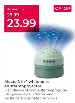 Prenatal Alecto 2-in-1 whitenoise en sterrenprojector aanbieding