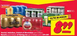 Nettorama Amstel, Heineken, Grolsch of Warsteiner pak 6 blikjes, Bavaria pak 8 blikjes of Hertog Jan pak aanbieding