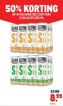 Makro OP SYNQ HARD SELTZER TRAY 12 BLIKJES 250 ML aanbieding