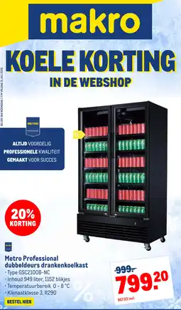 Makro Metro Professional dubbeldeurs drankenkoelkast aanbieding