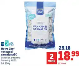 Makro Metro Chef vannamei garnalen ASC aanbieding