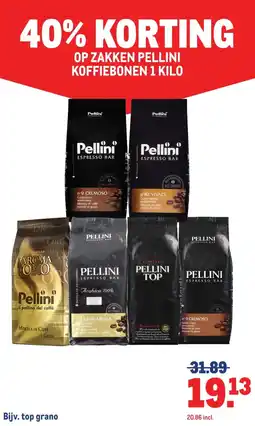 Makro OP ZAKKEN PELLINI KOFFIEBONEN 1 KILO aanbieding