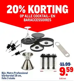 Makro Bijv. Metro Professional bierborstel 18 cm, folie 3 stuks aanbieding