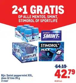 Makro Smint peppermint XXL, doos 12 tins 35 g aanbieding