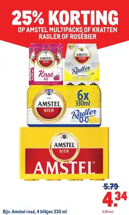 Makro Amstel rosé, 4 blikjes aanbieding