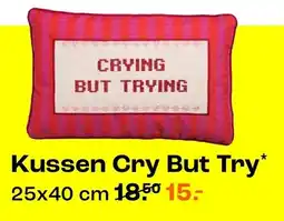 Kwantum Kussen Cry But Try aanbieding