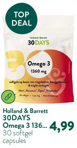 Holland & Barrett 30DAYS Omega 3 1360 mg – 30 softgels aanbieding