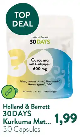 Holland & Barrett 30DAYS Kurkuma Met Zwarte Peper 600mg aanbieding