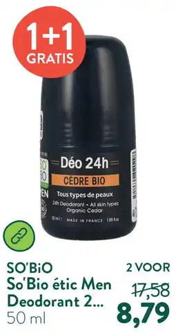 Holland & Barrett So'Bio étic Men Deodorant 24h Roller Ceder aanbieding