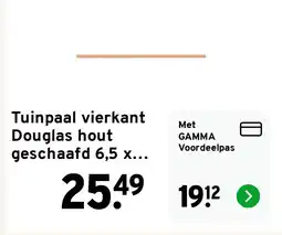 GAMMA Tuinpaal vierkant Douglas hout geschaafd 6,5 x 6,5 x 270 cm aanbieding