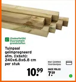 GAMMA Tuinpaal geïmpregneerd afm. (lxbxh): 240x6.8x6.8 cm aanbieding