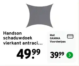 GAMMA Handson schaduwdoek vierkant antraciet 3,6 m waterafstotend aanbieding